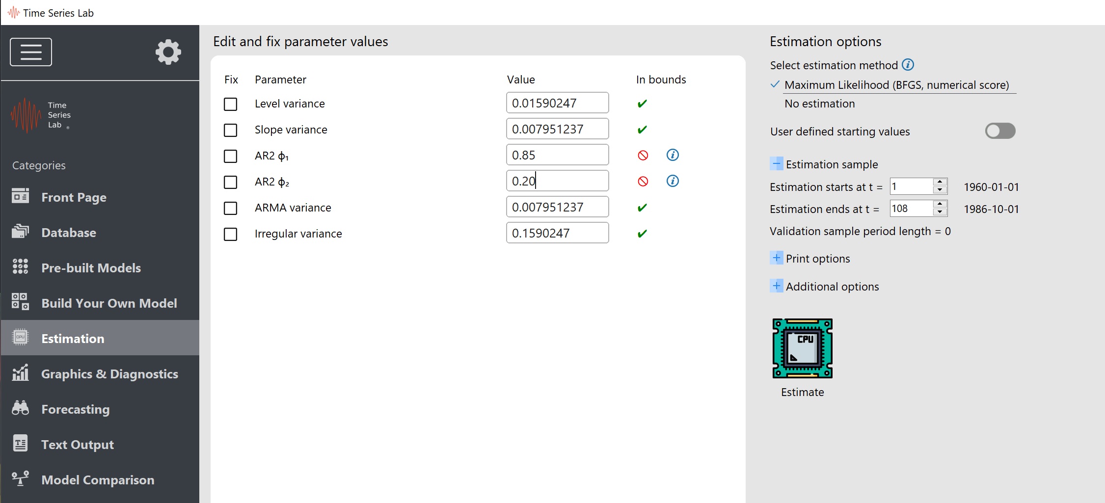 TSL warning for a non-stationary AR(2) process