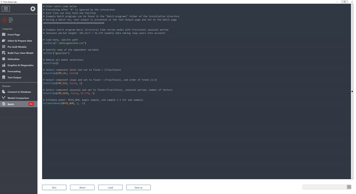 Batch module with example program