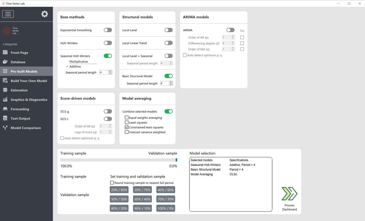 Model settings of TSL on the Pre-built models page